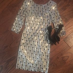 Black, gold, and white Cocktail Dress